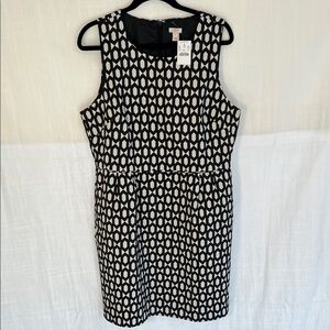 J. Crew Black and White Geometric Sleeveless Dress